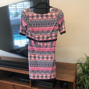 Eliza J Jersey Print Popover Dress Petite
